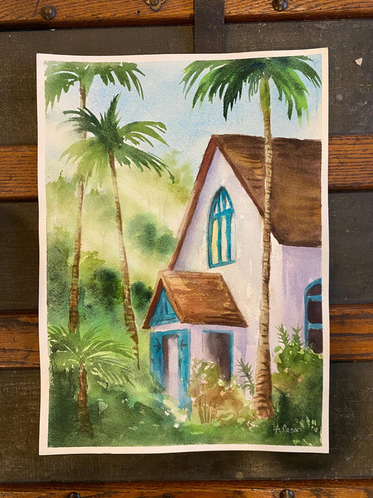 Original Watercolor Painting - That Church in Wailuku (Maui)