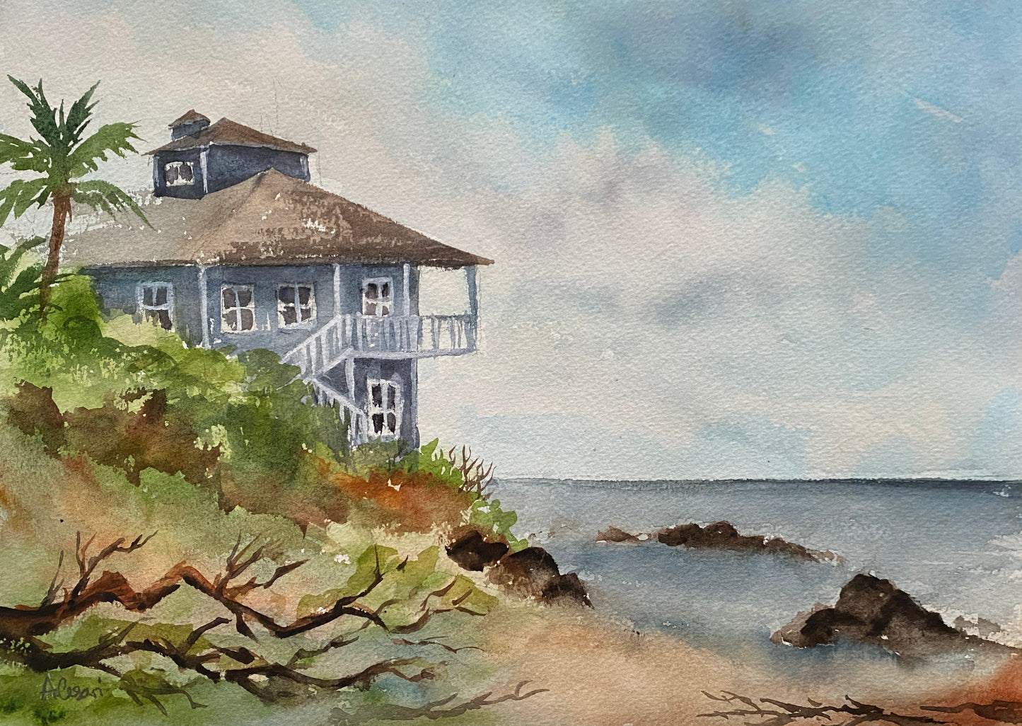 Original Watercolor Painting - Kalepolepo Beach