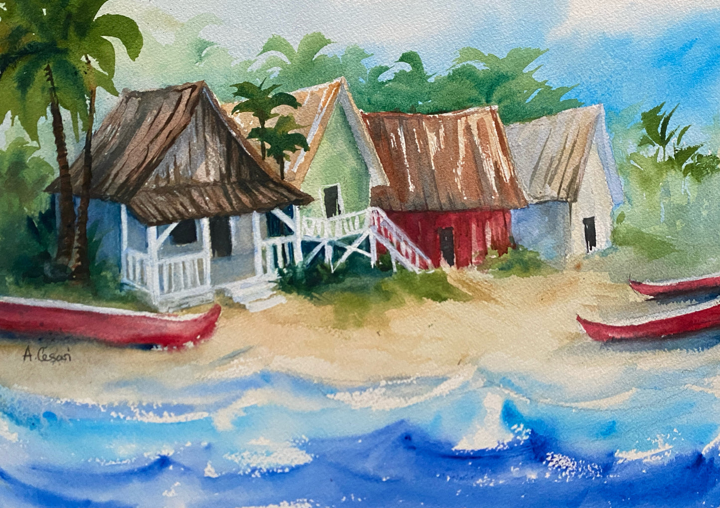 Original Watercolor Painting - Hanakao'o Beach