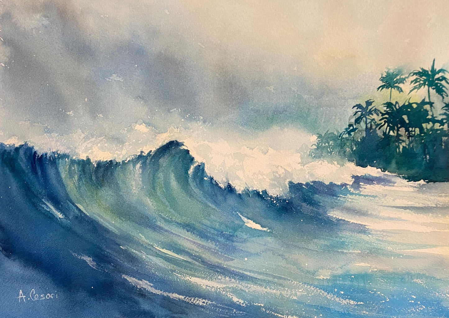 Original Watercolor Painting - Waves at the Cove (Kihei, Maui)