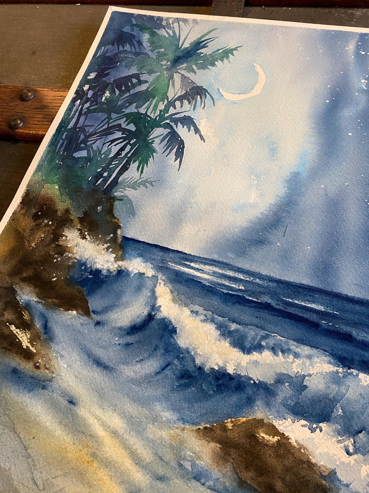 Original Watercolor Painting - Blue Mood Seascape
