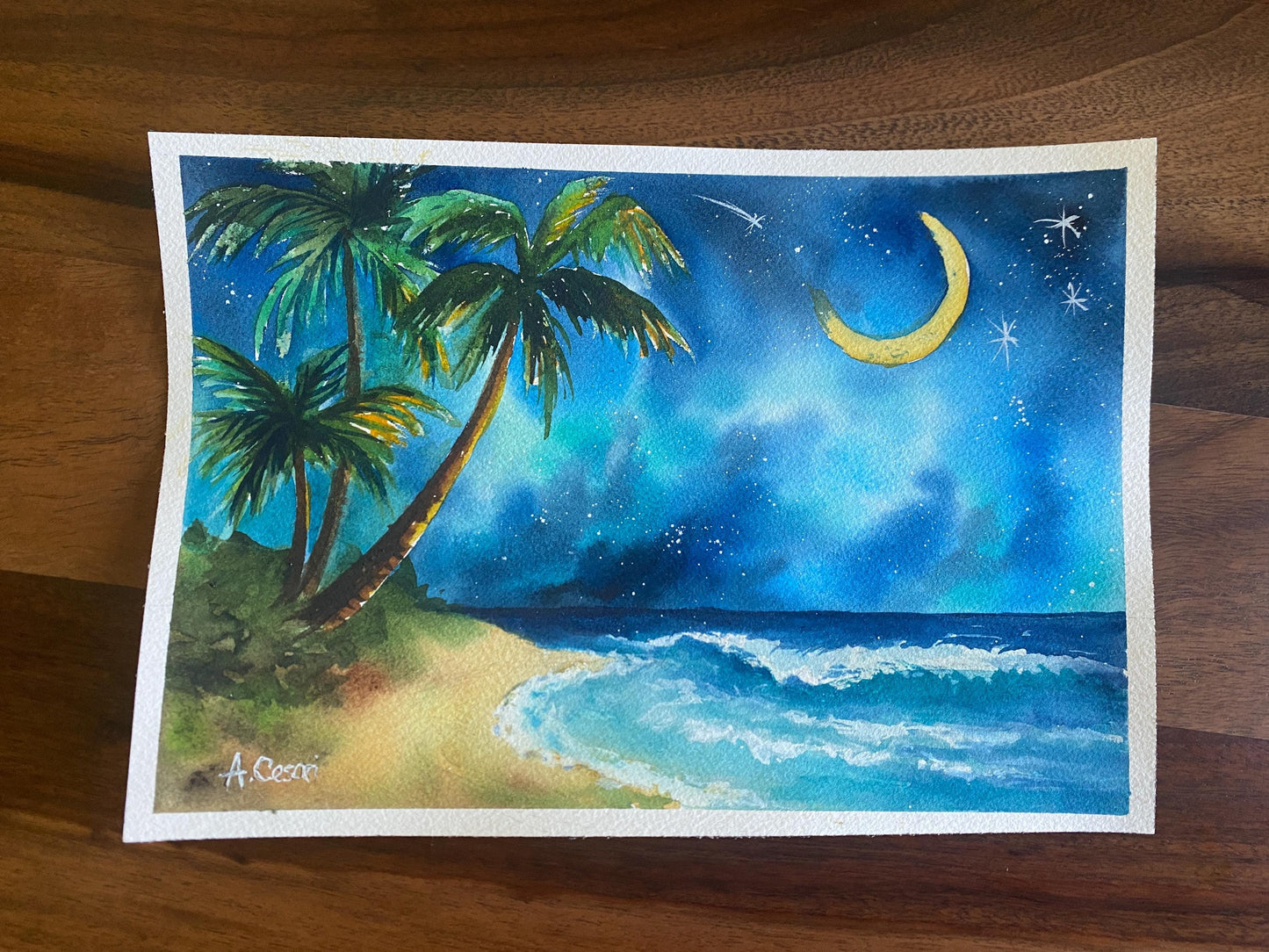 Original Watercolor Painting - Moon Dreams