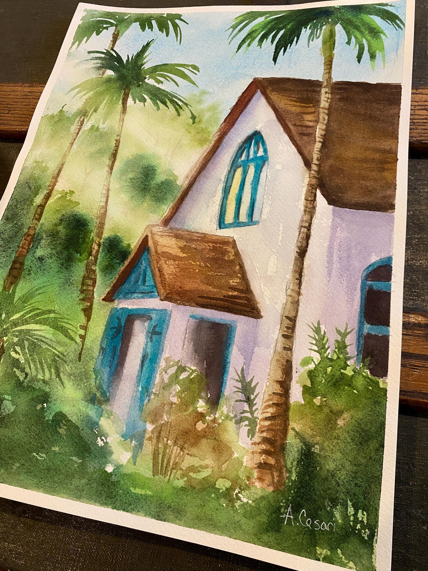 Original Watercolor Painting - That Church in Wailuku (Maui)