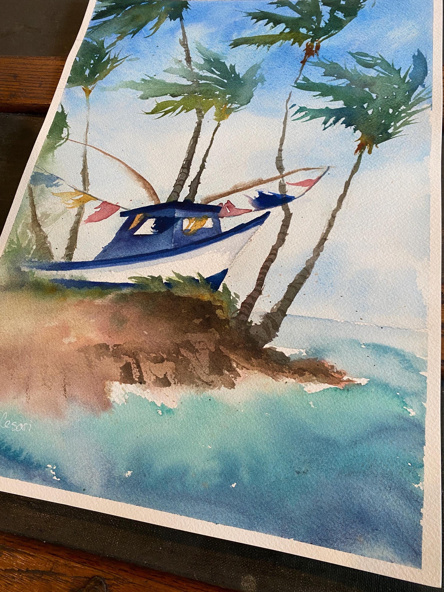 Original Watercolor Painting - Mama's Boat (Pa'ia, Maui)