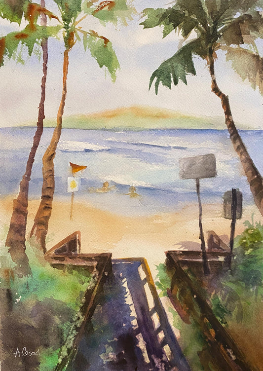 Original Watercolor Painting - Kamaole I Beach, Maui