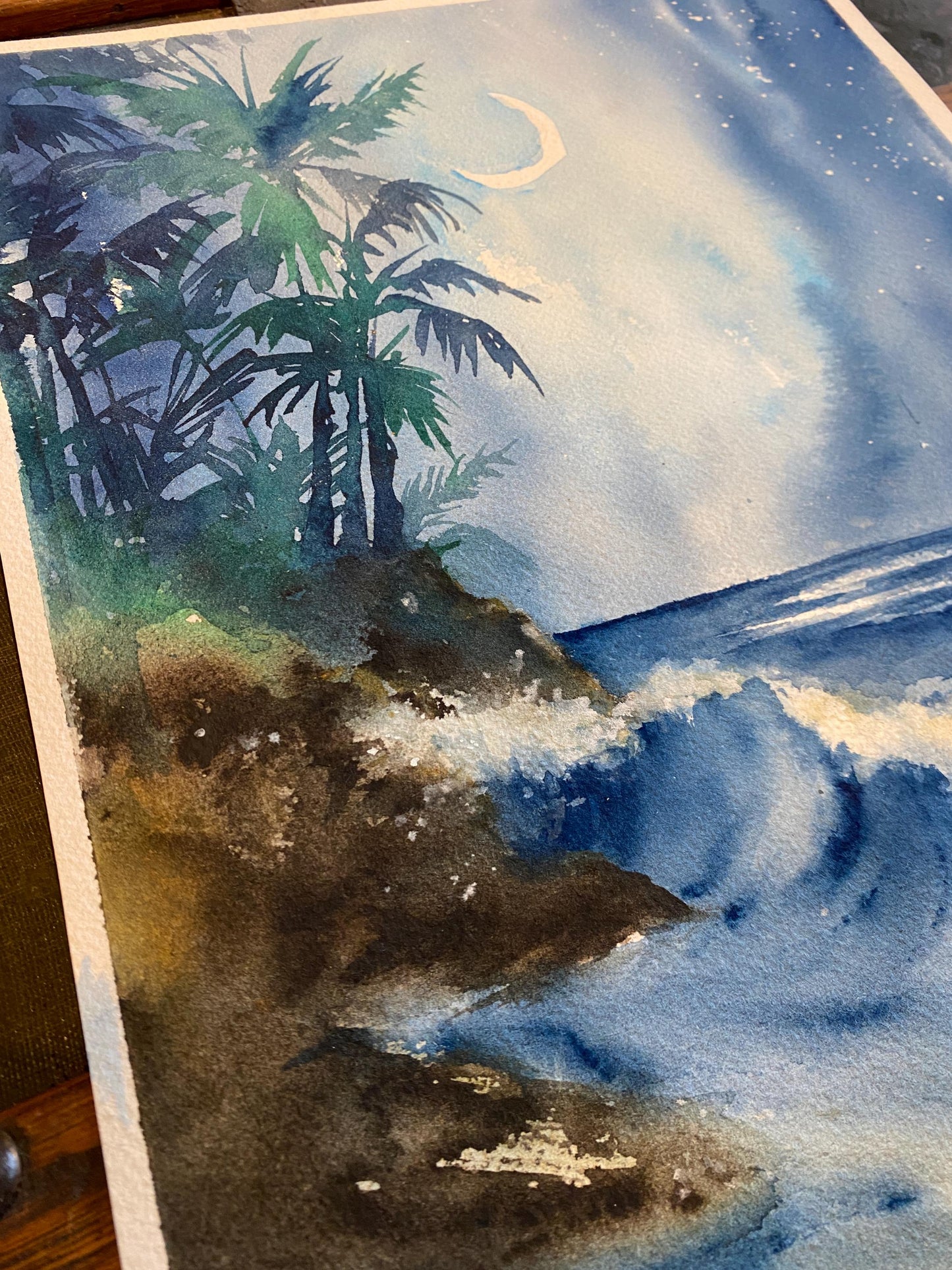 Original Watercolor Painting - Blue Mood Seascape