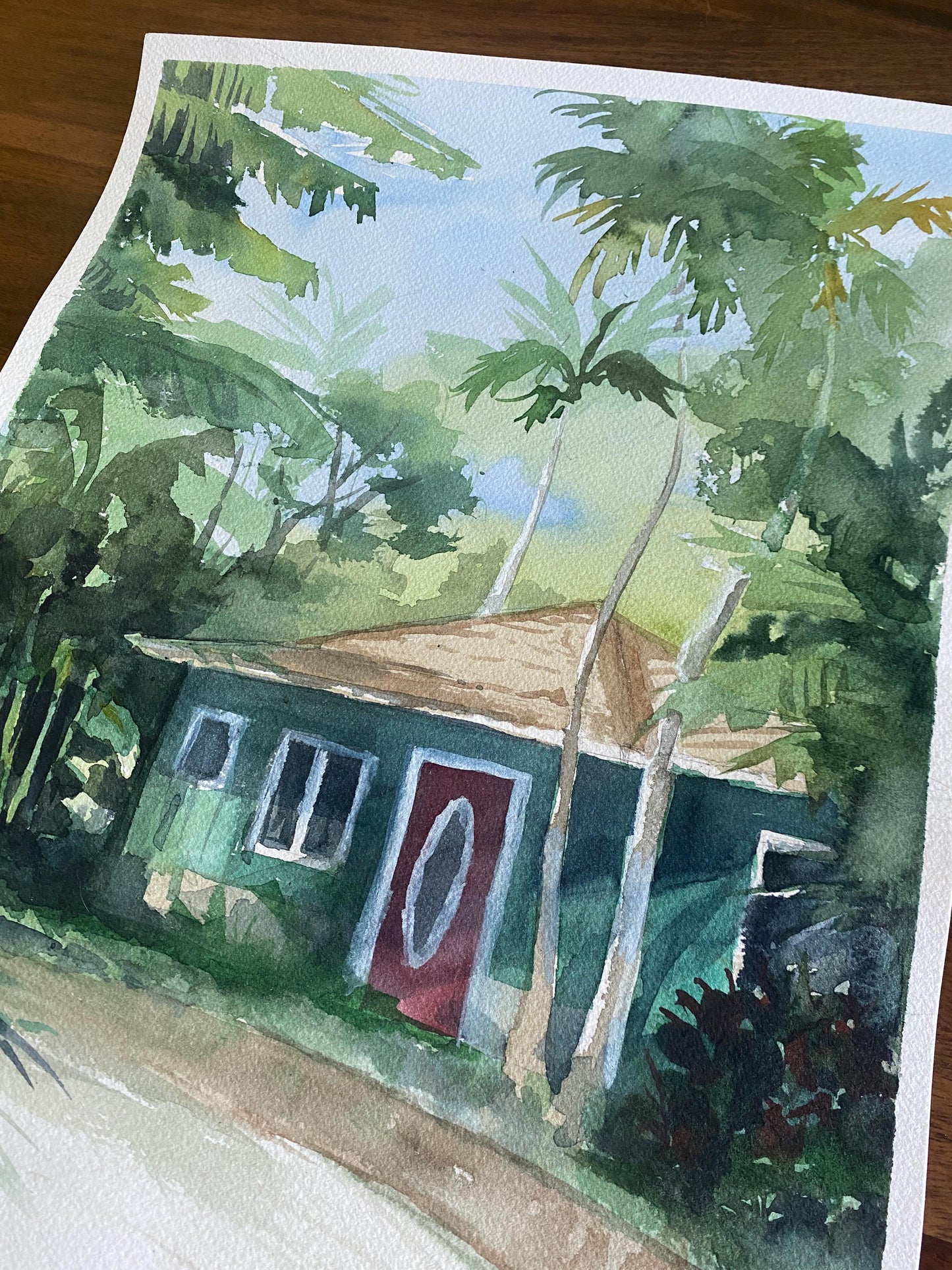Original Watercolor Painting - The House by the Library