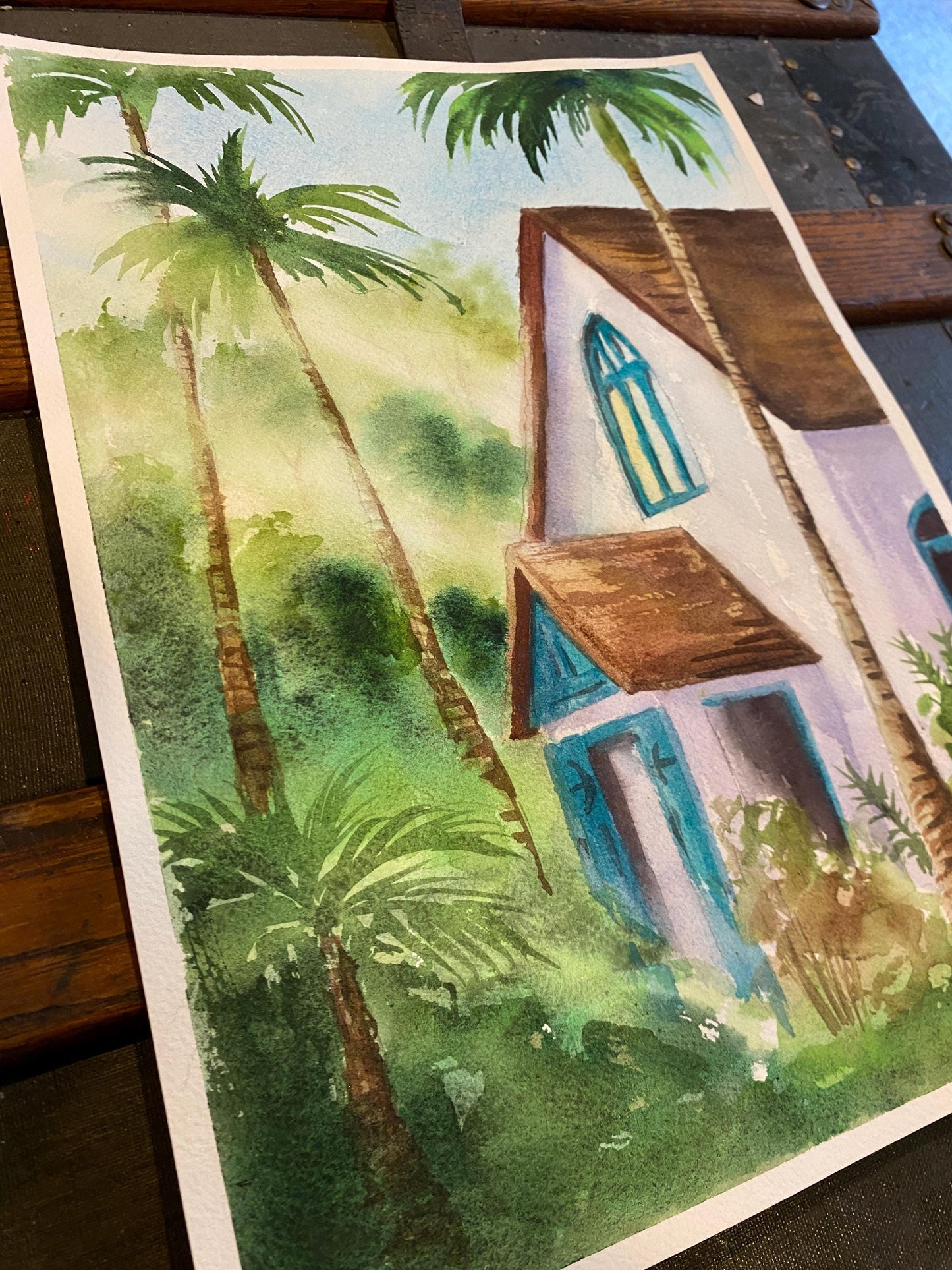Original Watercolor Painting - That Church in Wailuku (Maui)
