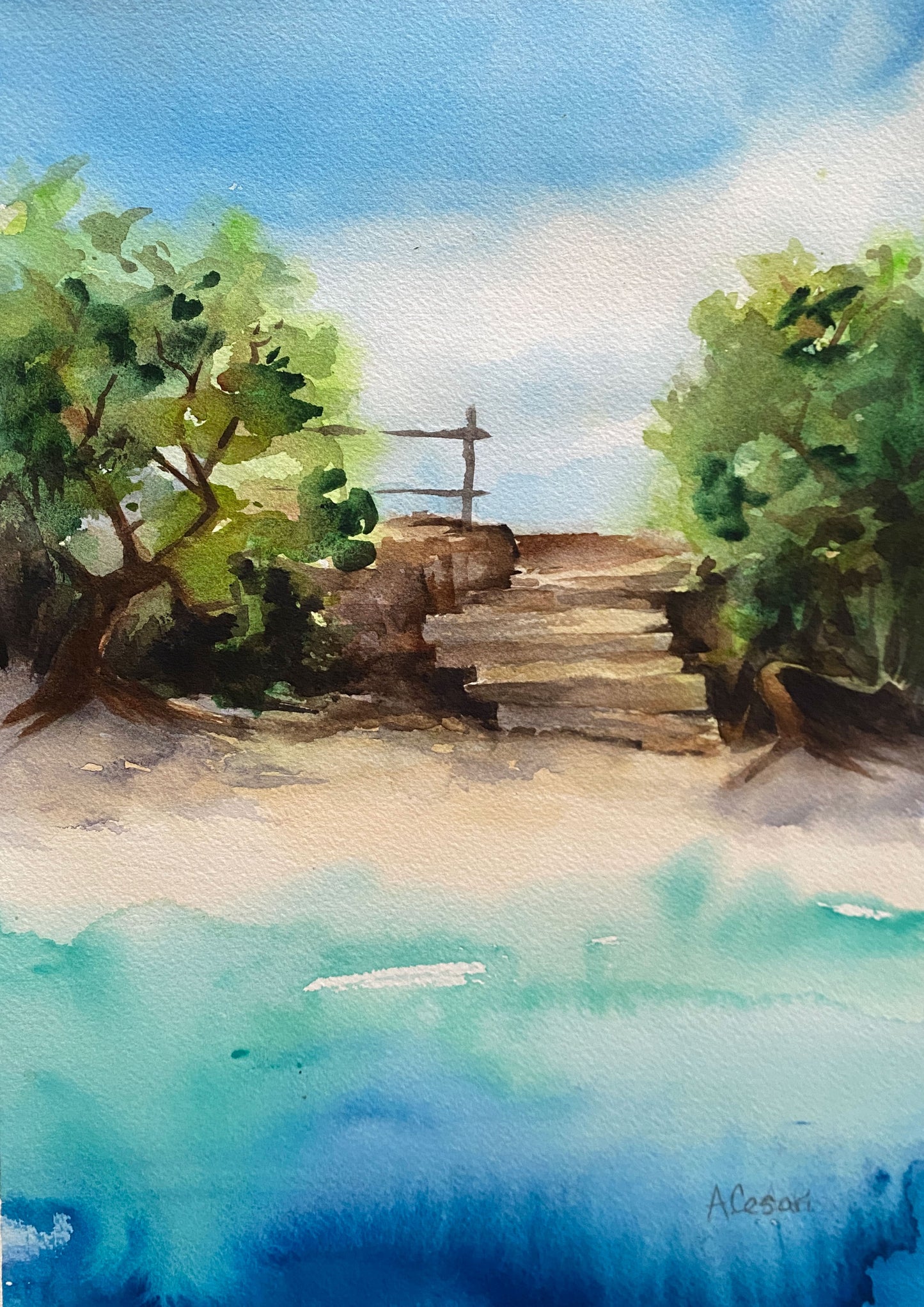 Original Watercolor Painting - A Day at Ho'okipa Beach
