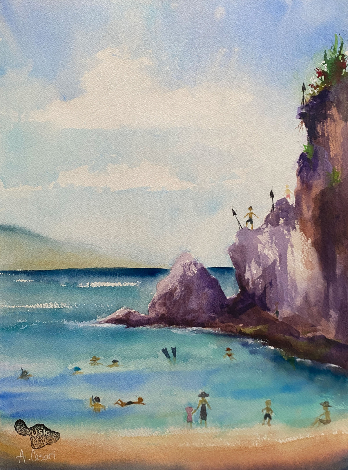 Original Watercolor Painting - Black Rock Beach