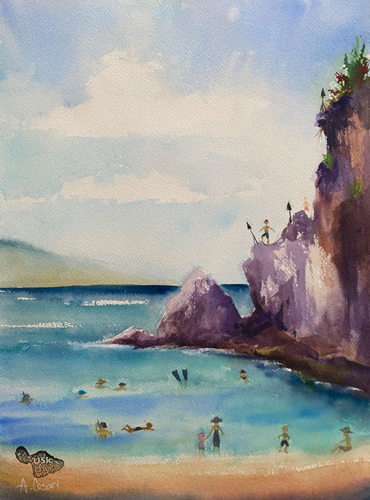 Original Watercolor Painting - Black Rock Beach