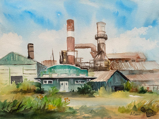 Original Watercolor Painting — Pu'unene Sugar Mill