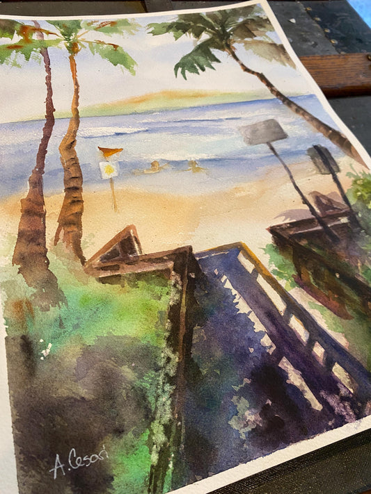 Original Watercolor Painting - Kamaole I Beach, Maui
