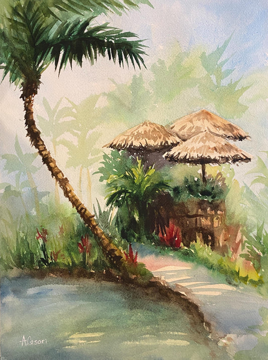 Original Watercolor Painting - Maui Tropical Plantation