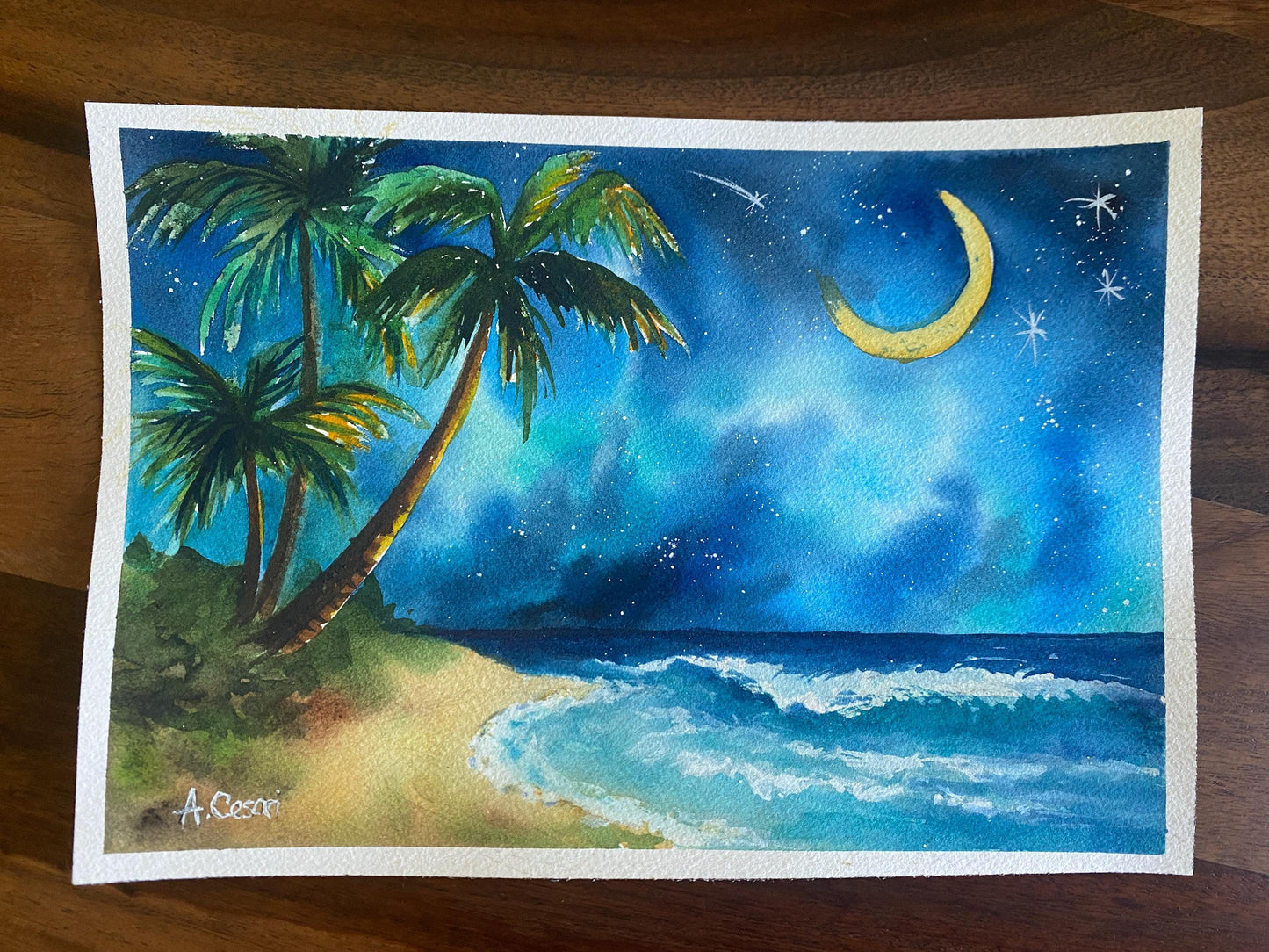 Original Watercolor Painting - Moon Dreams